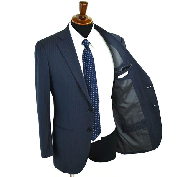 DRESSTERIOR 伊製 チェルッティ 2つボタン シングルスーツ M A6 ダークネイビー ストライプ ノータック 086-68009 夏物 春夏 6XD049 | ブランド登録なし | 01