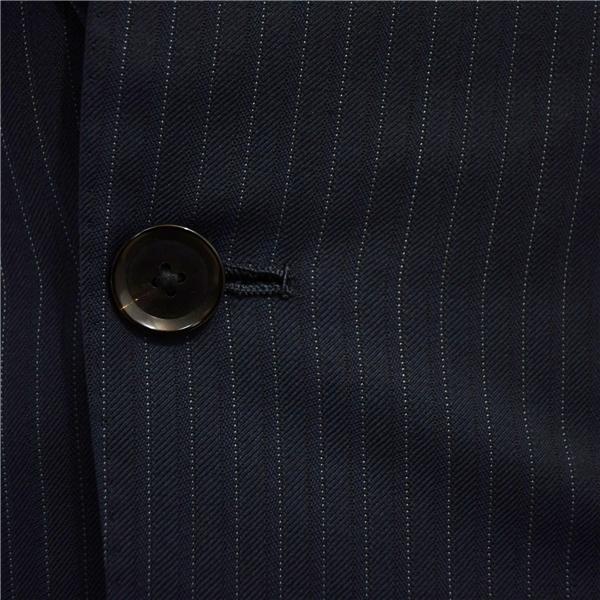 SHIPS 伊製 ロロピアーナ 130's生地 2つボタン シングルスーツ M Y5 ダークネイビー ストライプ ノータック 117-14-0143 合物 春秋  6XD062 | SHIPS | 02