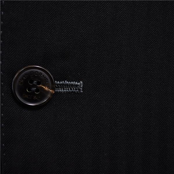 英国製 ドーメル シルク混 カシミヤ混 2つボタン シングルスーツ S A3 ブラック ストライプ ノータック 袖口4つ釦 開き見せ 春秋 6XD064 | DORMEUIL | 02