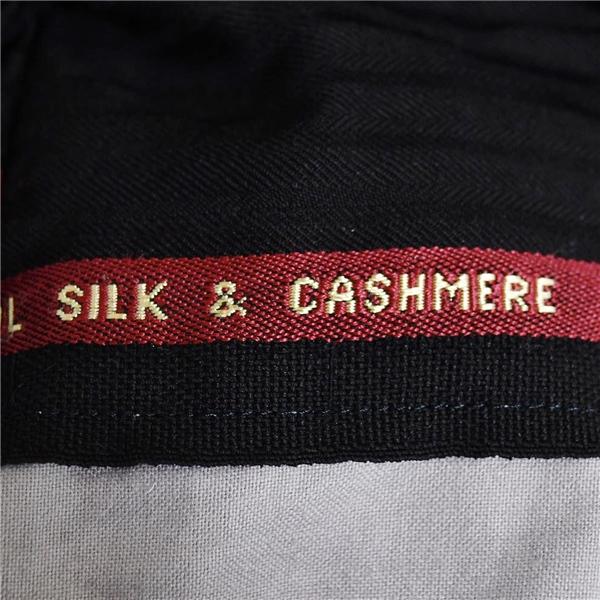 英国製 ドーメル シルク混 カシミヤ混 2つボタン シングルスーツ S A3 ブラック ストライプ ノータック 袖口4つ釦 開き見せ 春秋 6XD064 | DORMEUIL | 04