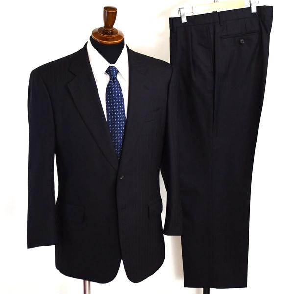 DAKS 2つボタン シングルスーツ M AB4 ブラック ストライプ 袖口4つ釦 開き見せ SR-DP-CW-0211 合物 春秋 6XD076 | DAKS