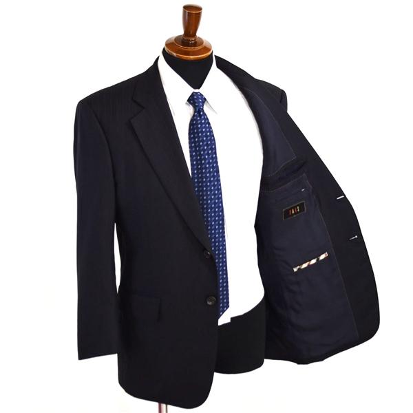 DAKS 2つボタン シングルスーツ M AB4 ブラック ストライプ 袖口4つ釦 開き見せ SR-DP-CW-0211 合物 春秋 6XD076 | DAKS | 01