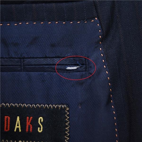 DAKS 2つボタン シングルスーツ M AB4 ブラック ストライプ 袖口4つ釦 開き見せ SR-DP-CW-0211 合物 春秋 6XD076 | DAKS | 06