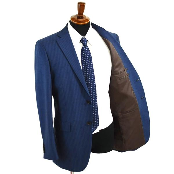 美品 P.S.FA 2つボタン シングルスーツ L Y8 ダークネイビー ストライプ ノータック 袖口4つ釦 開き見せ PC720106-82 夏物 春夏 6XD085 | Perfect Suit FActory | 01