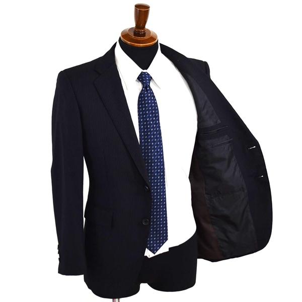 P.S.FA 2つボタン シングルスーツ S A4 ブラック ストライプ ノータック 袖口4つ釦 開き見せ NS230182-88HB 夏物 春夏 薄手 6XD087 | Perfect Suit FActory | 01