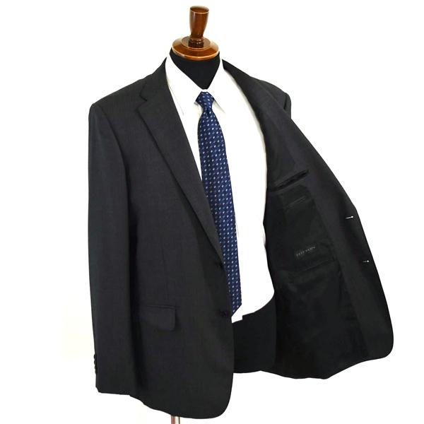 HILTON 2つボタン シングルスーツ XL AB8 ダークグレー ストライプ ノータック 袖口4つ釦 本切羽 NHLT61945-33 合物 春秋 6XD098 | HILTON | 01