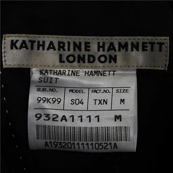 KATHARINE HAMNETT LONDON 2つボタン シングルスーツ M A5 ブラック ストライプ ノータック 932A111 夏物 春夏 6XD176 | KATHARINE HAMNETT LONDON | 03
