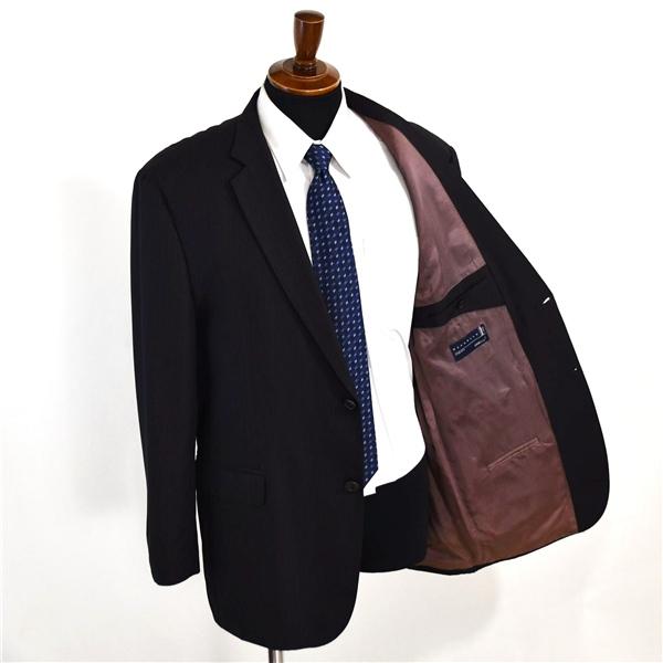 HUGO BOSS Super130's生地 2つボタン シングルスーツ XL AB9 ブラック ストライプ ノータック 46486-080 合物 春秋 6XE046 | HUGO BOSS | 01