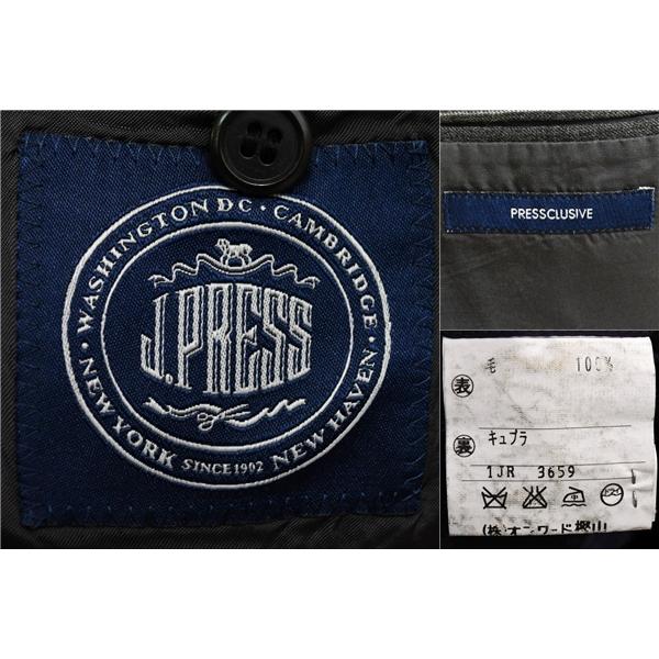 Jプレス 2つボタン シングルスーツ M AB5 ダークグレー ストライプ 袖口4つ釦 開き見せ  J.PRESS 1JR-3659 合物 春秋 6XE083 | J.PRESS | 03