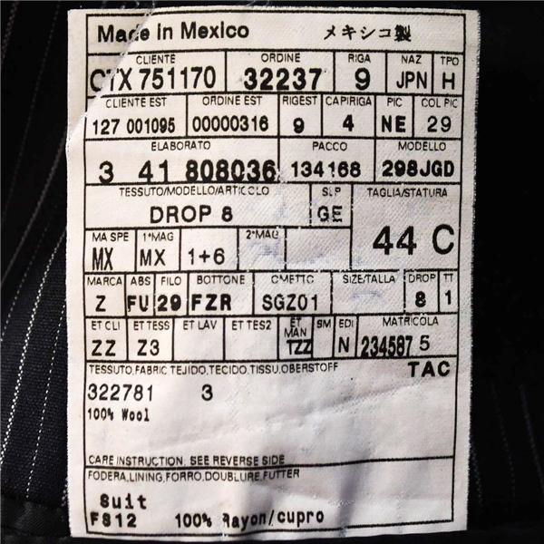 エルメネジルドゼニア 2つボタン シングルスーツ S YA4 ブラック ストライプ ノータック 開き見せ 298JGD 夏物 春夏 薄手 6XE102 | ZEGNA | 05