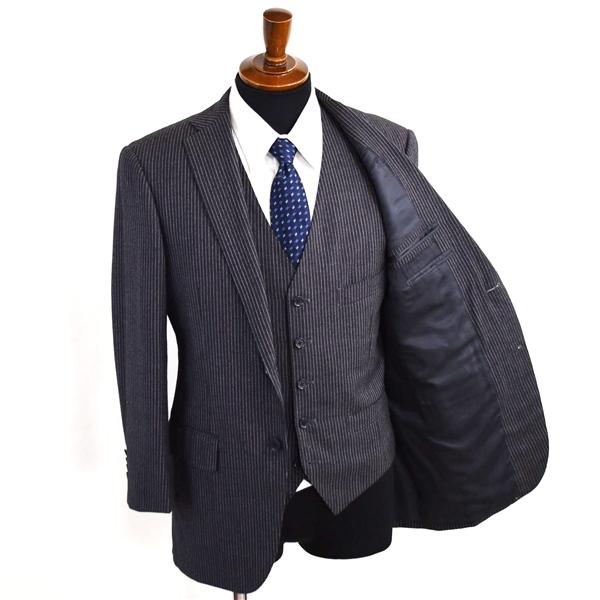 アローズ green label relaxing 3ピース 2つボタン シングルスーツ M YA5 ダークグレー ストライプ ノータック 3121-161-1335 春秋 6XE154 | green label relaxing | 01
