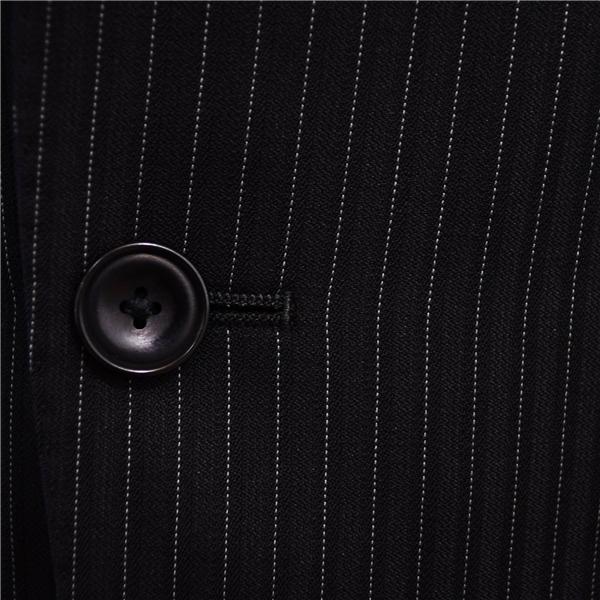 HILTON シルク混 2つボタン シングルスーツ M YA5 ブラック ストライプ ノータック 袖口4つ釦 本切羽 A10V3009 合物 春秋 6XE177 | ONLY | 02