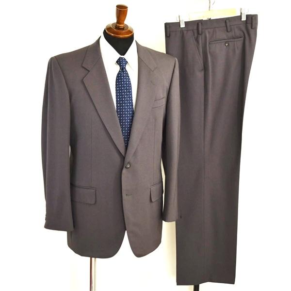 Aquascutum 2つボタン シングルスーツ L AB6 ダークグレー ノータック 袖口4つ釦 開き見せ 合物 春秋 6XF010 | Aquascutum