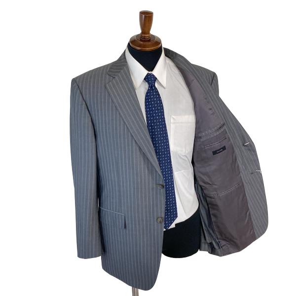 エルメネジルドゼニア 伊製 ゼニア シルク混 2つボタンシングル スーツ A8 XL ダークグレー ストライプ ワンタック 春夏 2512RG 6XF131 | ZEGNA | 01