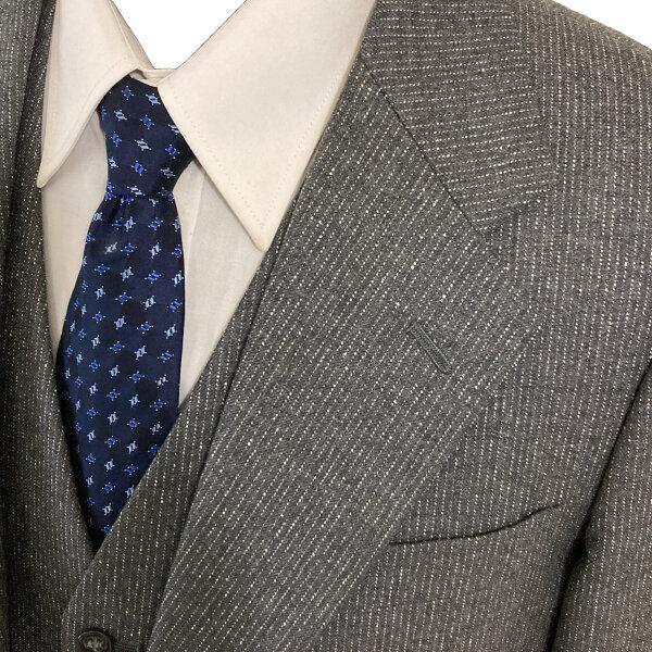 BYRON 3ピース シルク混 2つボタンシングル スーツ AB4 M グレー ストライプ ノータック 春秋対応 開き見せ 1F31T546 6XF142 | ブランド登録なし | 06