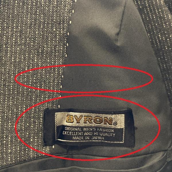 BYRON 3ピース シルク混 2つボタンシングル スーツ AB4 M グレー ストライプ ノータック 春秋対応 開き見せ 1F31T546 6XF142 | ブランド登録なし | 08