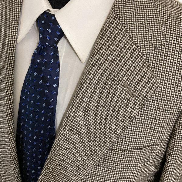 DAKS 2つボタンシングル スーツ A5 M ダークベージュ 千鳥格子 ノータック 春秋冬対応 開き見せ C-OS474 6XF147 | DAKS | 06