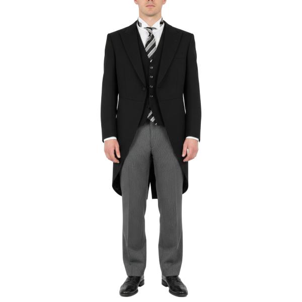 NIKKE FORMAL WEAR 白襟あり3ピース 拝みボタン モーニングコート A3 S ブラック 無地 ワンタック 春夏対応 開き見せ 37 6XG058 | ブランド登録なし | 09