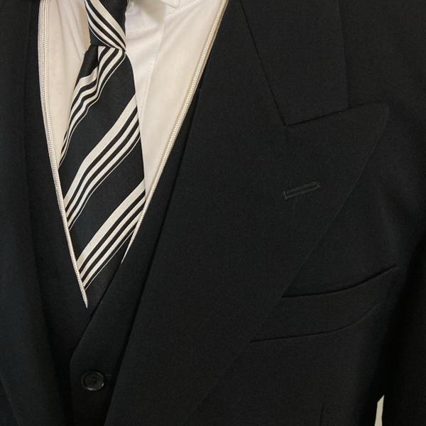 NIKKE FORMAL WEAR 白襟3ピース 拝みボタン モーニングコート AB4 M ブラック 無地 ワンタック 春秋冬対応 開き見せ 100 6XG078 | ブランド登録なし | 07