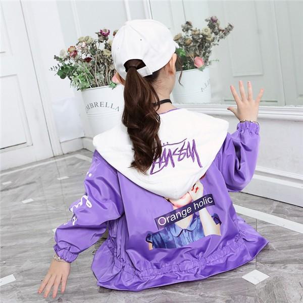 ジャケット ブルゾン ナイロンジャンパー フード付き ライトアウター ガールズフォト ワイドシルエット 韓国系子供服 キッズ女の子 秋 冬 薄手 超話題新作