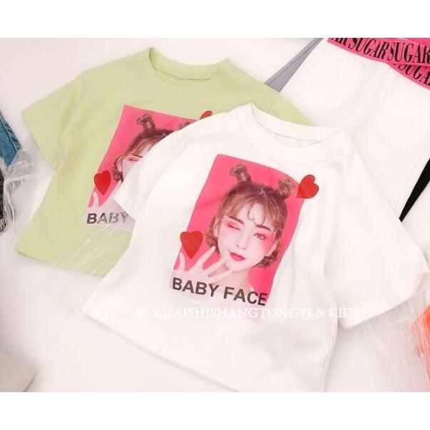 ｔシャツ 半袖 韓国系子供服 キッズ 女の子 21 春 夏 ワイドシルエット オルチャン ガールズフォト レーススリーブ 人気沸騰ブラドン