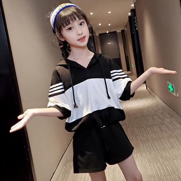 Tシャツパーカー ショートパンツ セットアップ ライン ワイド 