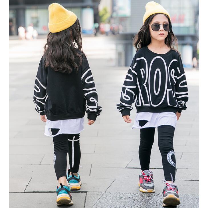 トレーナー レギンス ２点セット フェイクレイヤード クラッシュ ダメージ ビッグロゴ 韓国系子供服 女の子 2021 秋 冬 ワイドシルエット  ドロップショルダー :wl6119-w21179:こども服 DAYS - 通販 - Yahoo!ショッピング