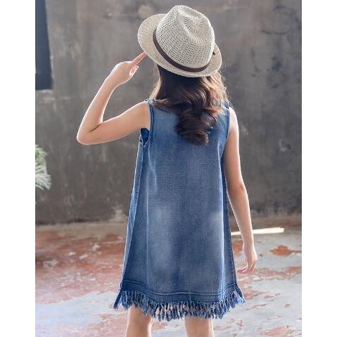 ワンピース チュニック ノースリーブ デニム 韓国系子供服 キッズ  