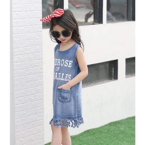 ワンピース チュニック ノースリーブ デニム 韓国系子供服 キッズ  