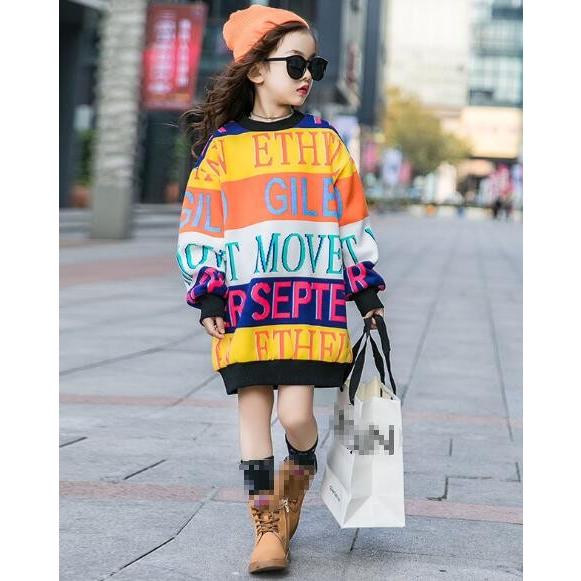 トレーナー スウェット ロング丈 韓国系子供服 キッズ 女の子 秋 冬 ワイドシルエット 英字ロゴ カラフル ポップ 裏起毛 Y1025 こども服 Days 通販 Yahoo ショッピング