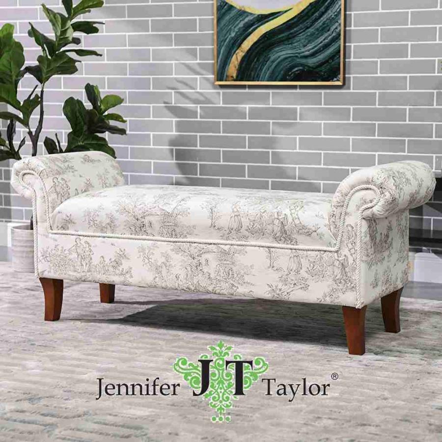 スツール ベンチ トワルドジュイ ジェニファーテイラー 33031RB-JY02 ジェニファーテイラー/JenniferTaylor ロールアームベンチ Toile