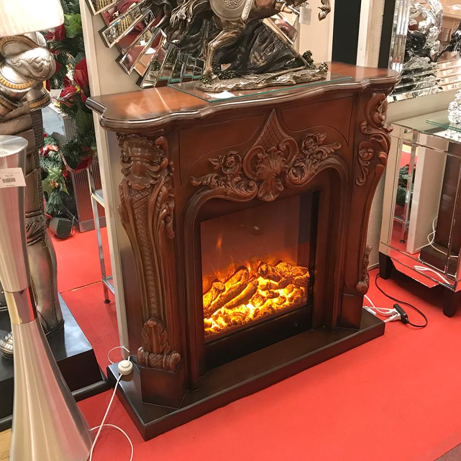 マントルピース(フェイクファイヤー付) ブラウン メーカー直送商品