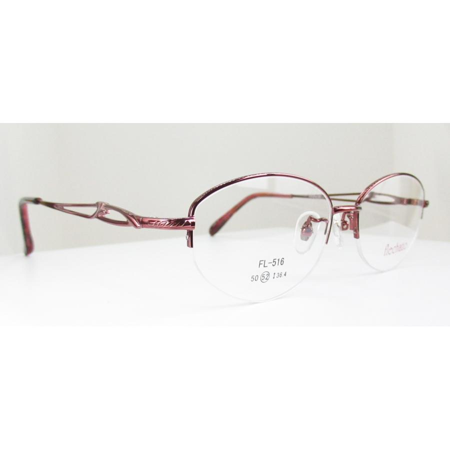 ◇婦人用 シンプルメガネフレーム ◇FL-516 ◇カラー3 (ワイン
