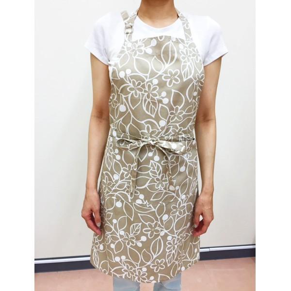 アキアカネakiakane花柄クリーム色エプロン 小花柄 ドレスエプロン セット 三角巾 パープル ピンク サックス