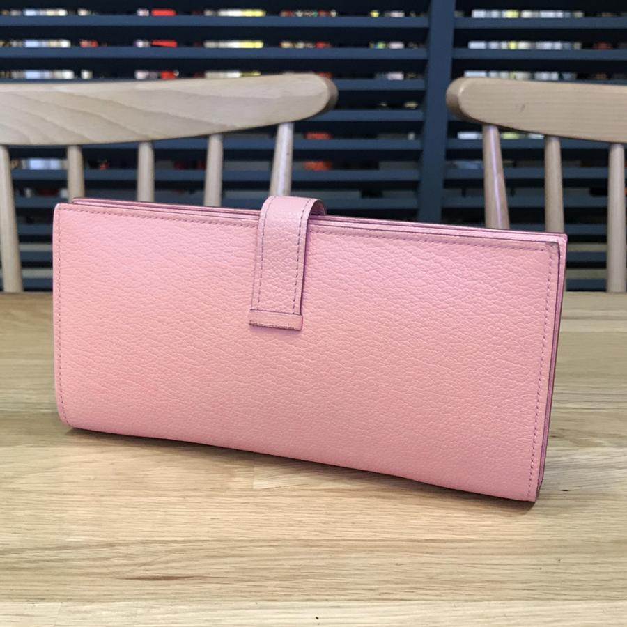 エルメス べアン スフレ ピンク 長財布 シェーブル シルバー金具 A刻印