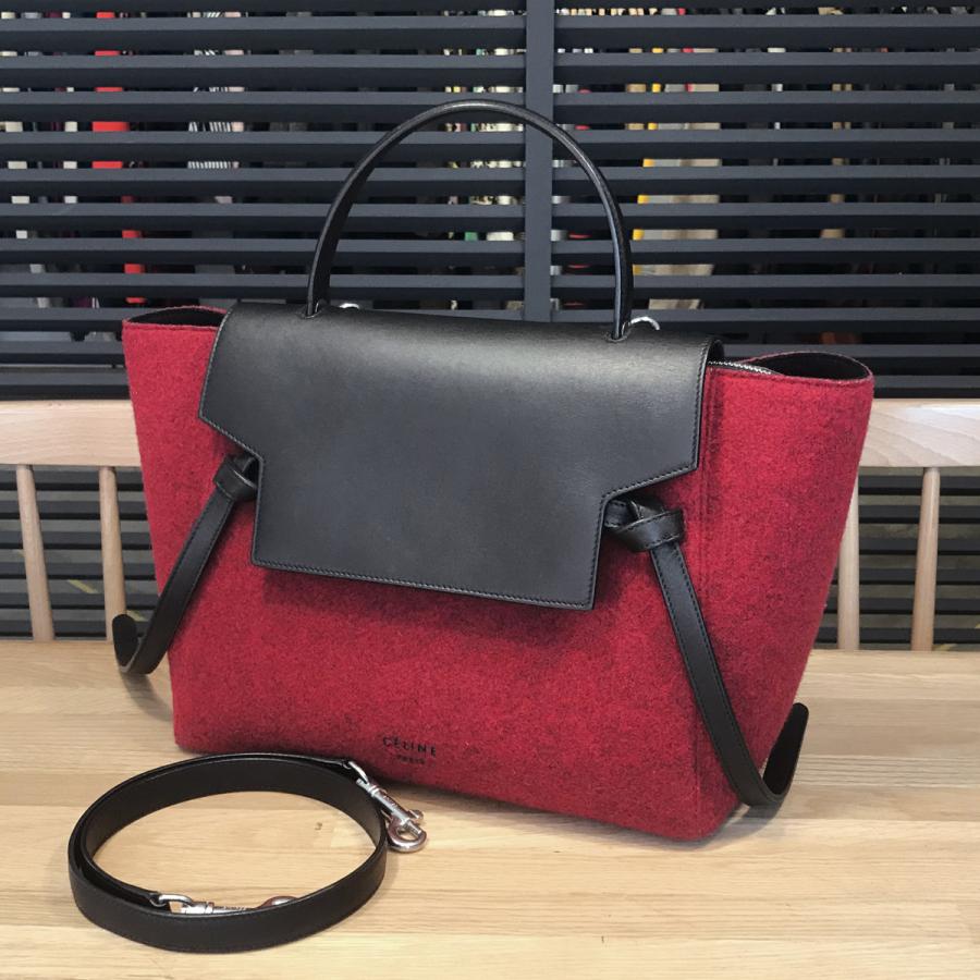 超美品】セリーヌ ベルトバッグ ミニ ウール レザー 176102AGY.27ED  