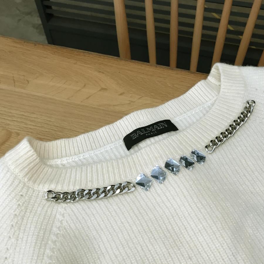 BALMAIN 【美品】バルマン 長袖 ニット セーター トップス オフ 