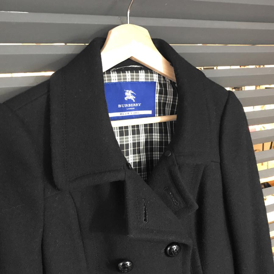 BURBERRY BLUE LABEL ブラックピーコート　38(Mサイズ) BURBERRY BLUE LABEL ブラックピーコート