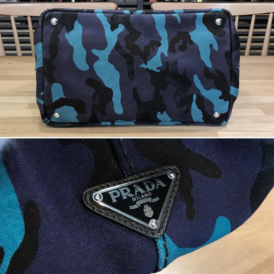 PRADA（プラダ） 【美品】プラダ カナパトート 迷彩 ブルー