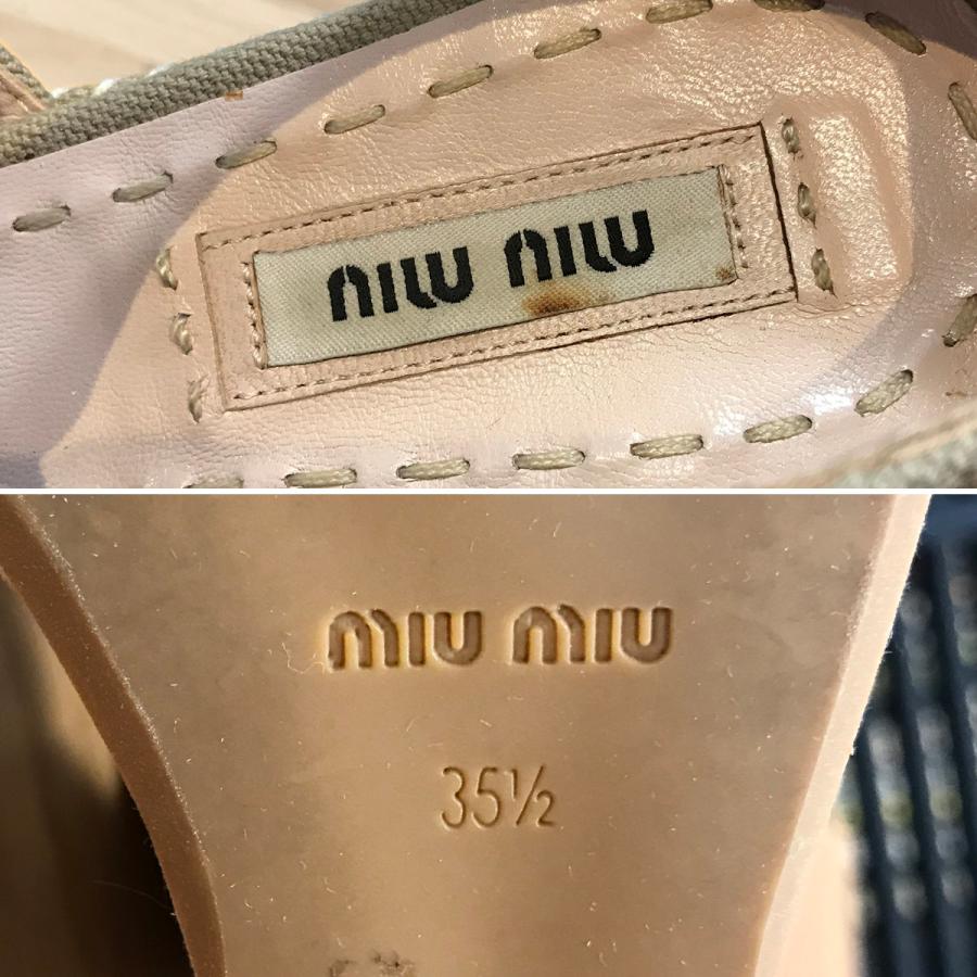 miu 【良品】ミュウミュウ ウェッジソール サンダル ベージュ miu 【良品】ミュウミュウ ウェッジソール サンダル ベージュ