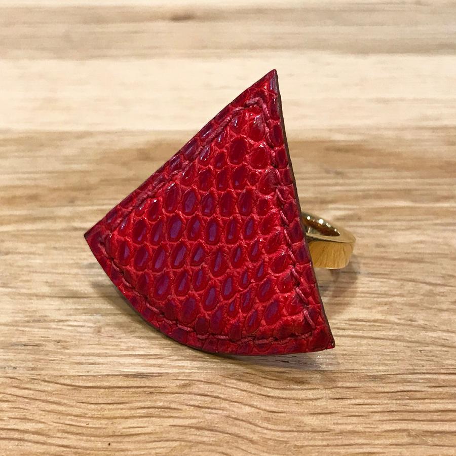 HERMES（エルメス） 【美品】エルメス スカーフリング リザード レッド