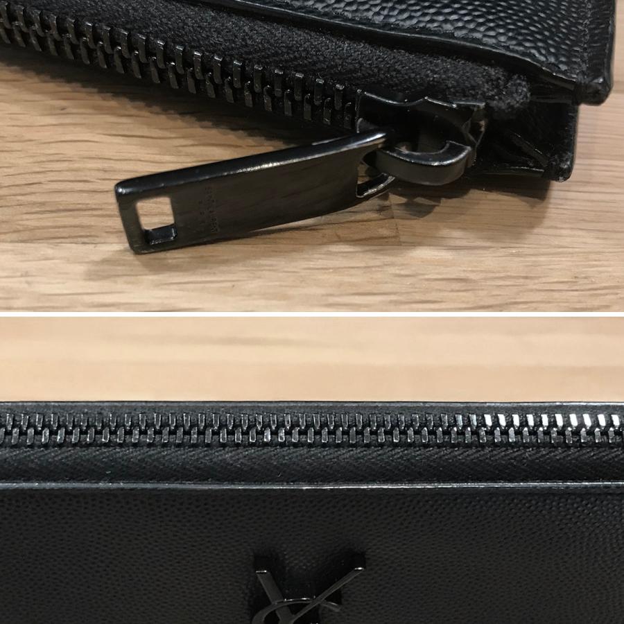 美品】サンローラン YSL ZIPPED POUCH クラッチバッグ グレイン