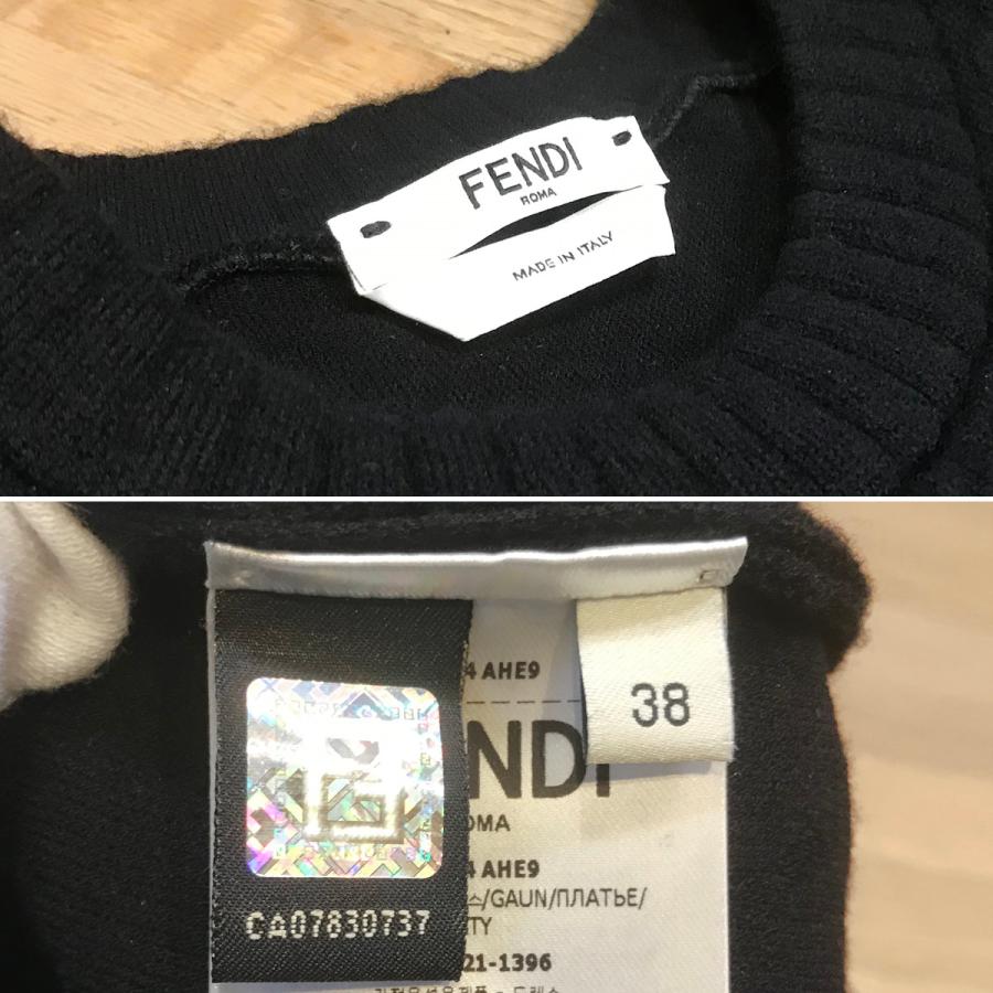 【超美品】フェンディ FFカーリグラフィー ノースリーブワンピース ブラック FLQ522 #38 09838_5