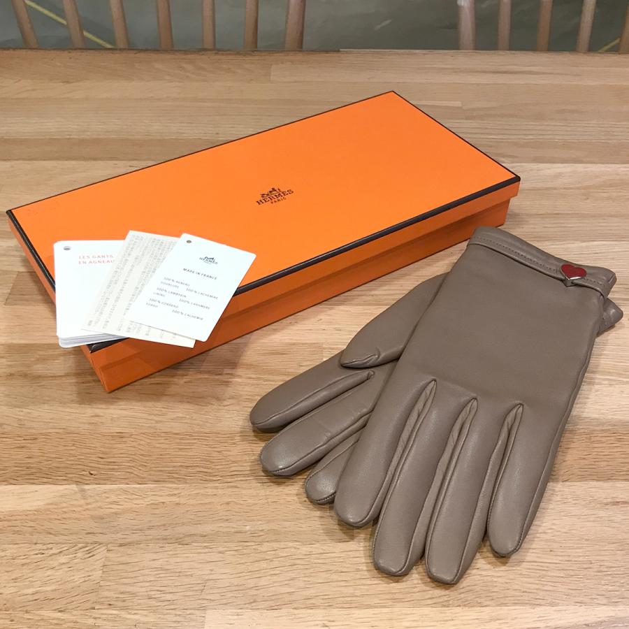 HERMES エルメス 手袋 ドリームラブ ネイビー ラムスキン レディース ハート 新品未使用展示品【本物保証】 HERMES（エルメス） 【新品同様】エルメス グローブ 手袋 ドリームラブ