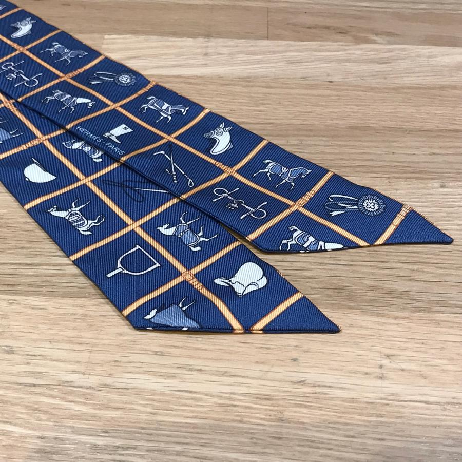 新品同様】エルメス ツイリー 馬着 マリーン ベージュ ブラン シルク 
