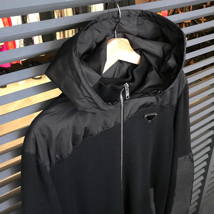 PRADA 【良品】プラダ ナイロン ニット 異素材切替 フード PRADA 【良品】プラダ ナイロン ニット 異素材切替 フード