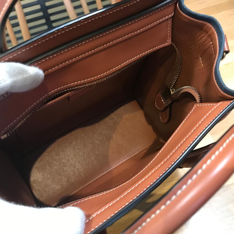 CELINE 【超美品】セリーヌ ラゲージ ナノ キャンバス ネイビー タン