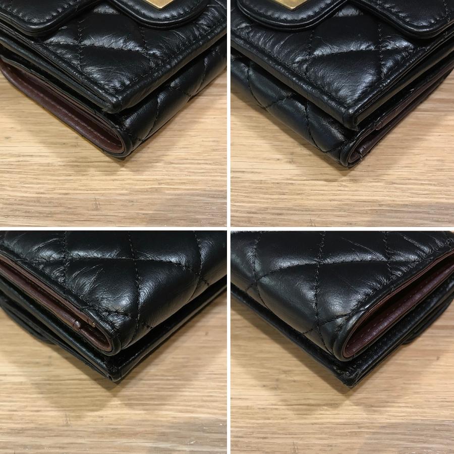 シャネル 2.55 スモール フラップ ウォレット コンパクト 三つ折り財布 エイジドカーフスキン レザー ライトグリーン 緑 ヴィンテージゴールド金具 A70325 箱付 CHANEL（新品・未使用品） CHANEL - シャネル 2.55 スモール フラップ ウォレット コンパクト 三