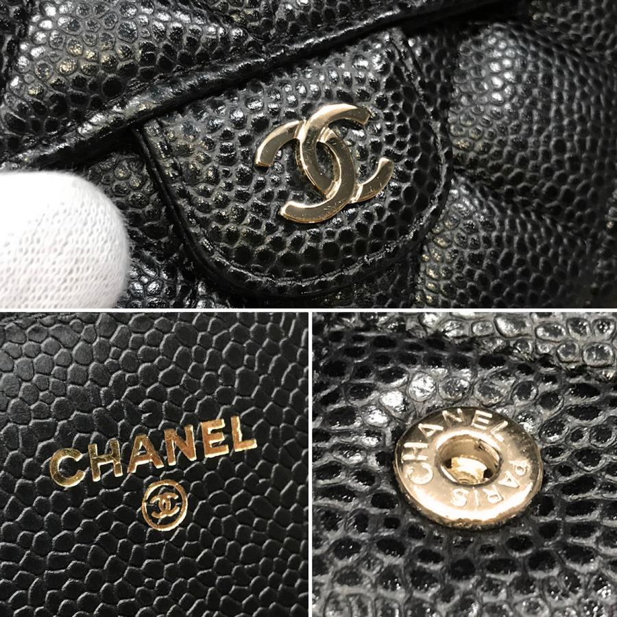【新品同様】シャネル マトラッセ クラシックロングフラップウォレット グレインドカーフ ブラック AP0241 ファスナー長財布 14389の画像