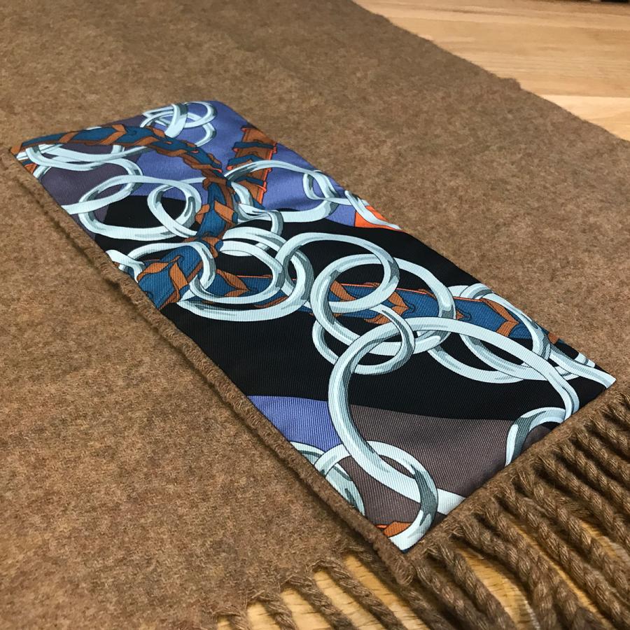HERMES 【超美品】エルメス シルクパッチ マフラー ノワゼット HERMES 【超美品】エルメス シルクパッチ マフラー ノワゼット